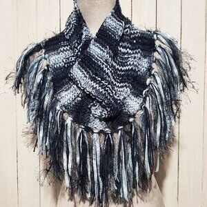 NEW Hand Knitted Blue Ombre Cowl Scarf Boho Coastal Festival Cozy Whimsigoth
